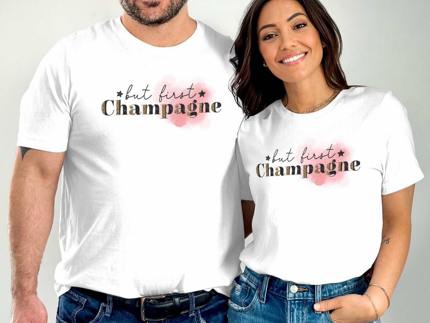 But First Champagne Graphic Printed Tee Shirt