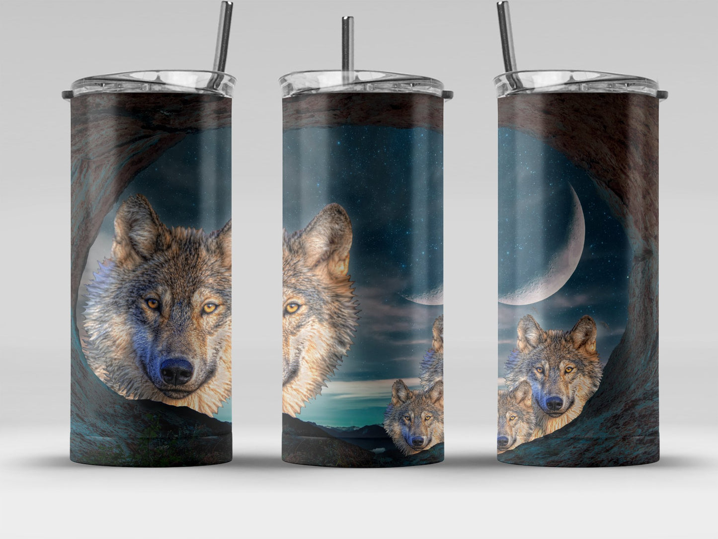 Wolves Howling Under the Moon Tumbler product