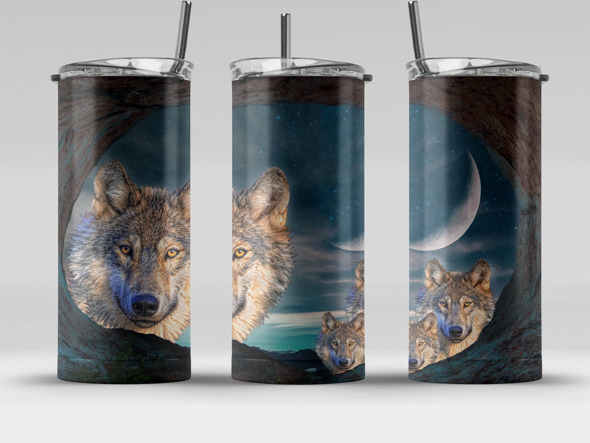 Wolves Howling Under the Moon Tumbler product