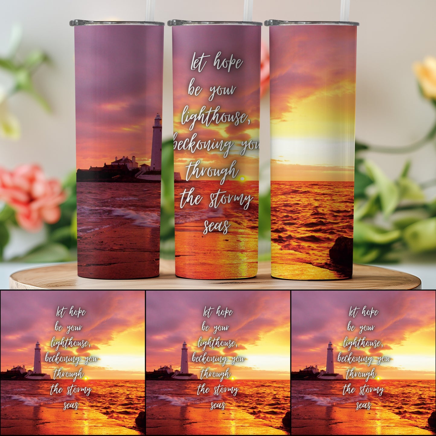 Sunset Scenic Lighthouse Beach Tumbler Wrap product