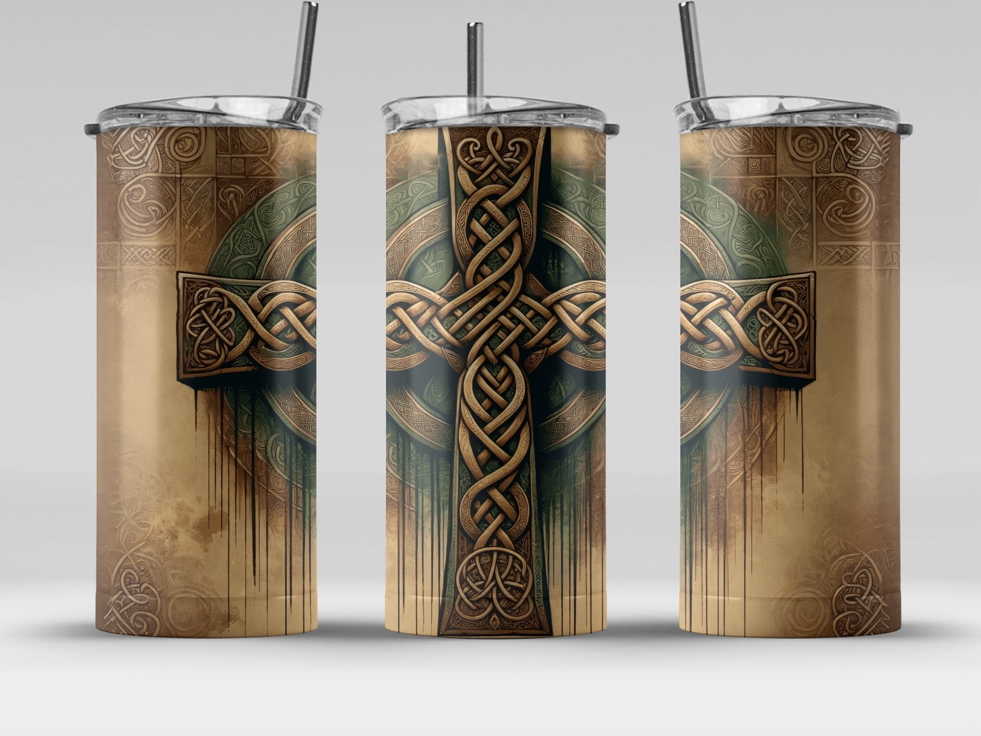 Celtic Knot Circle Design Tumbler with Straw