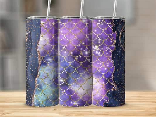 Glitter Purple and Blue Scales Insulated Tumbler product
