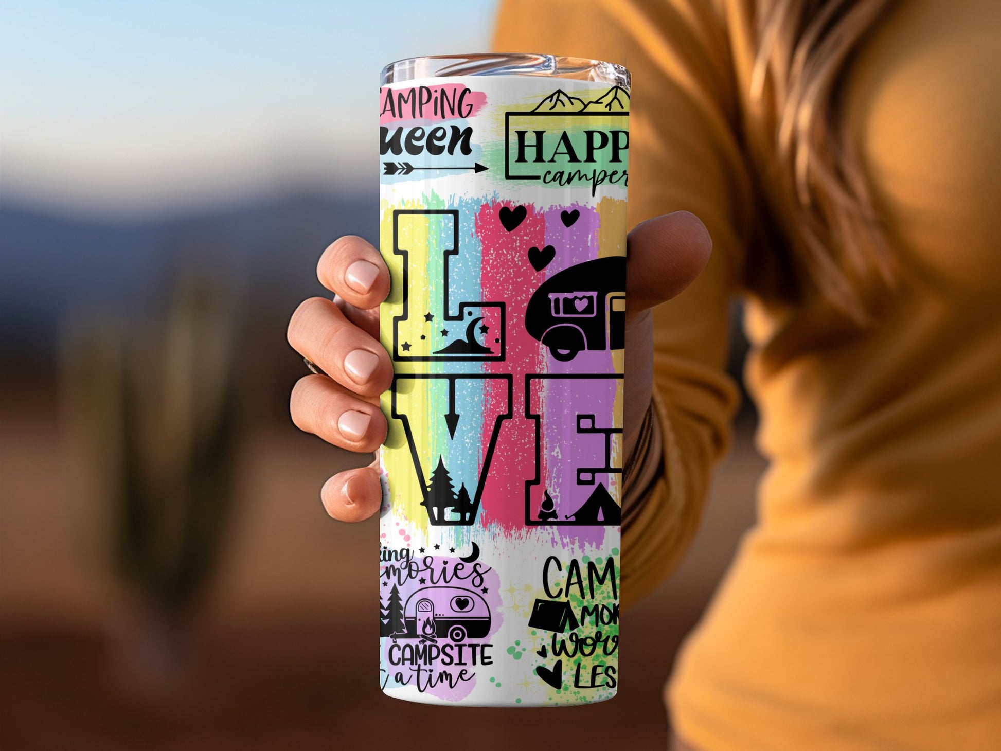 Camping Queen Happy Camper Colorful Mug product type