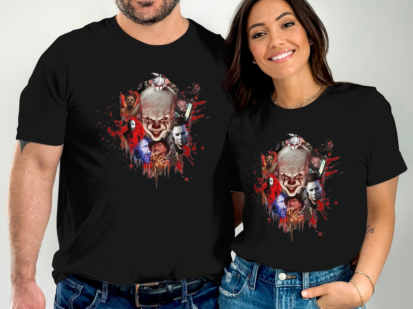 Horror Movie Character Faces Graphic T-shirt product type