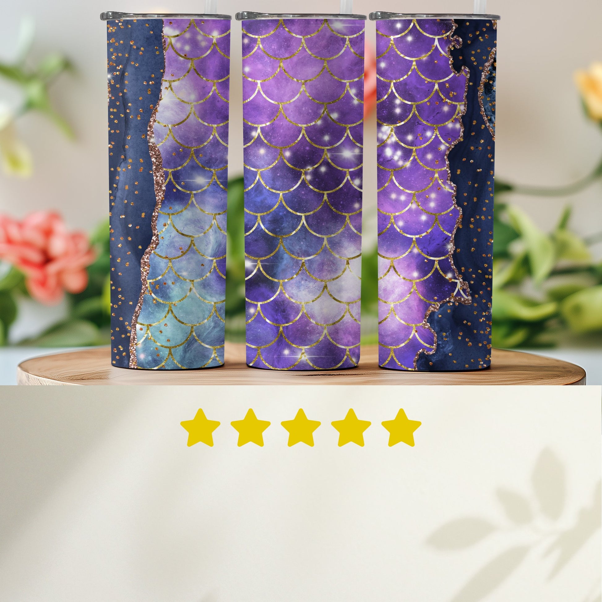 Mermaid Scale Pattern Tumbler with Glitter product