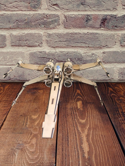 Handmade Wooden Model Spaceship Display Piece