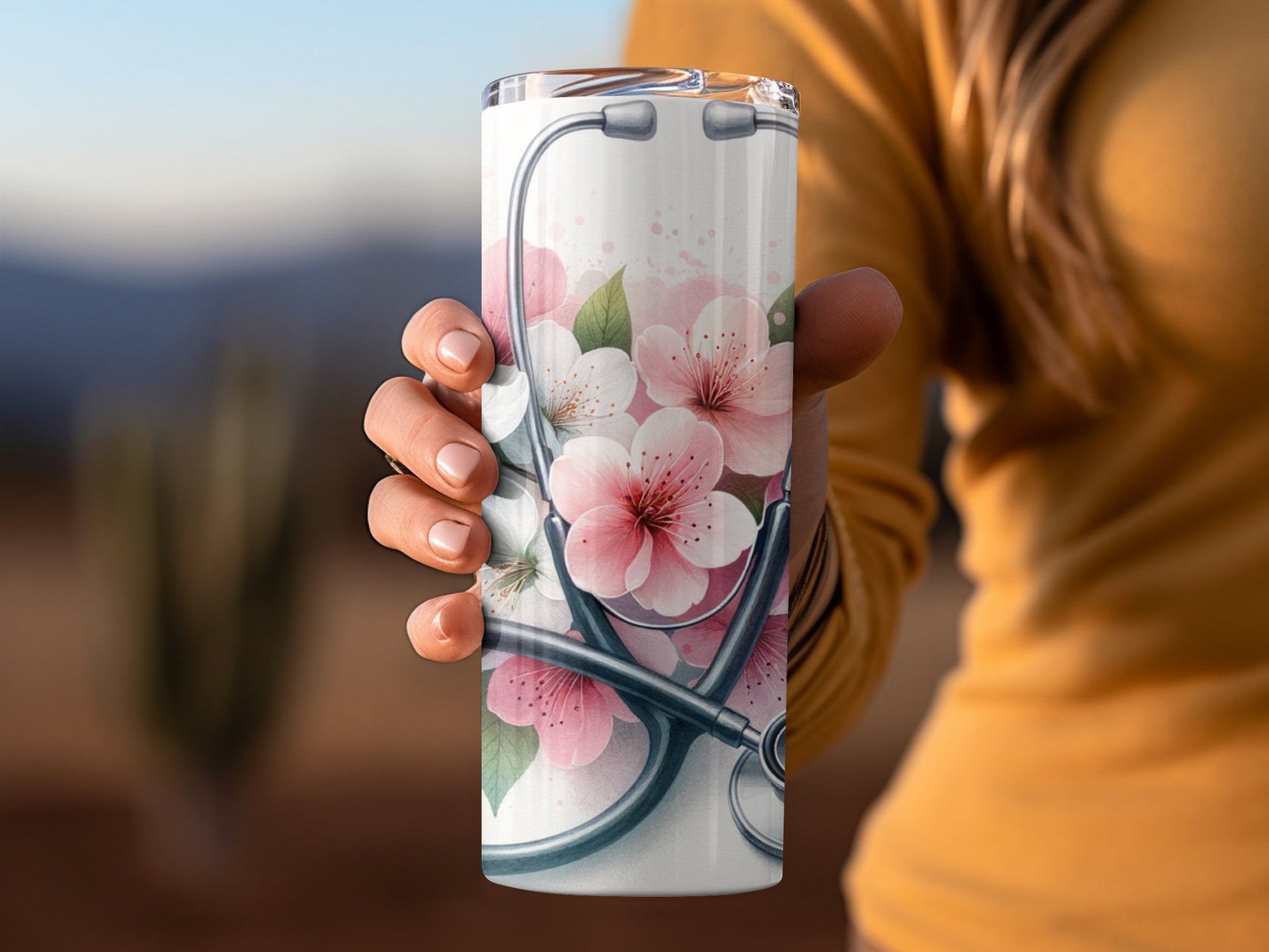 Cherry Blossoms with Stethoscope Tumbler product type