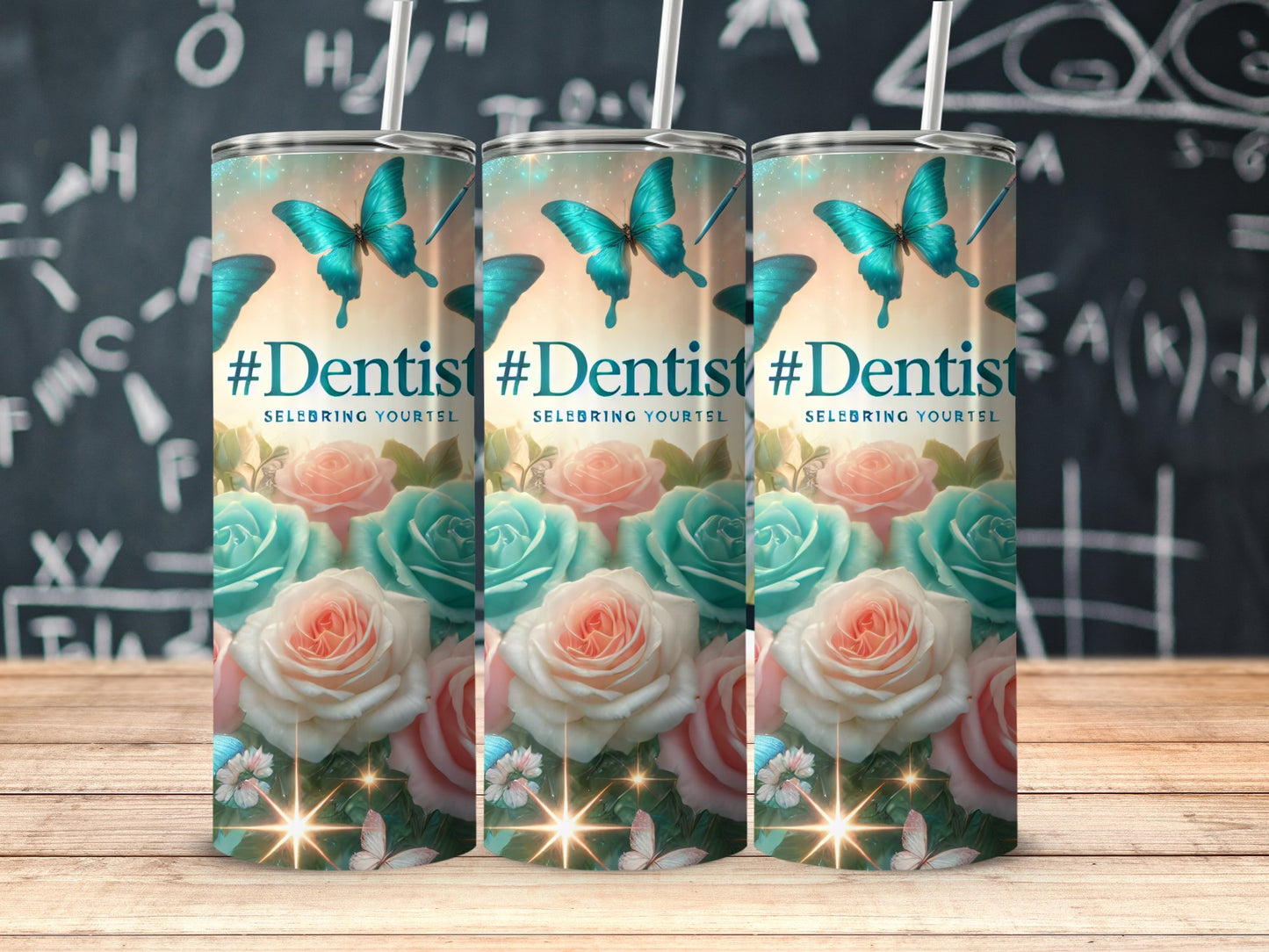 Beautiful Floral Butterfly Dentist Tumbler Product
