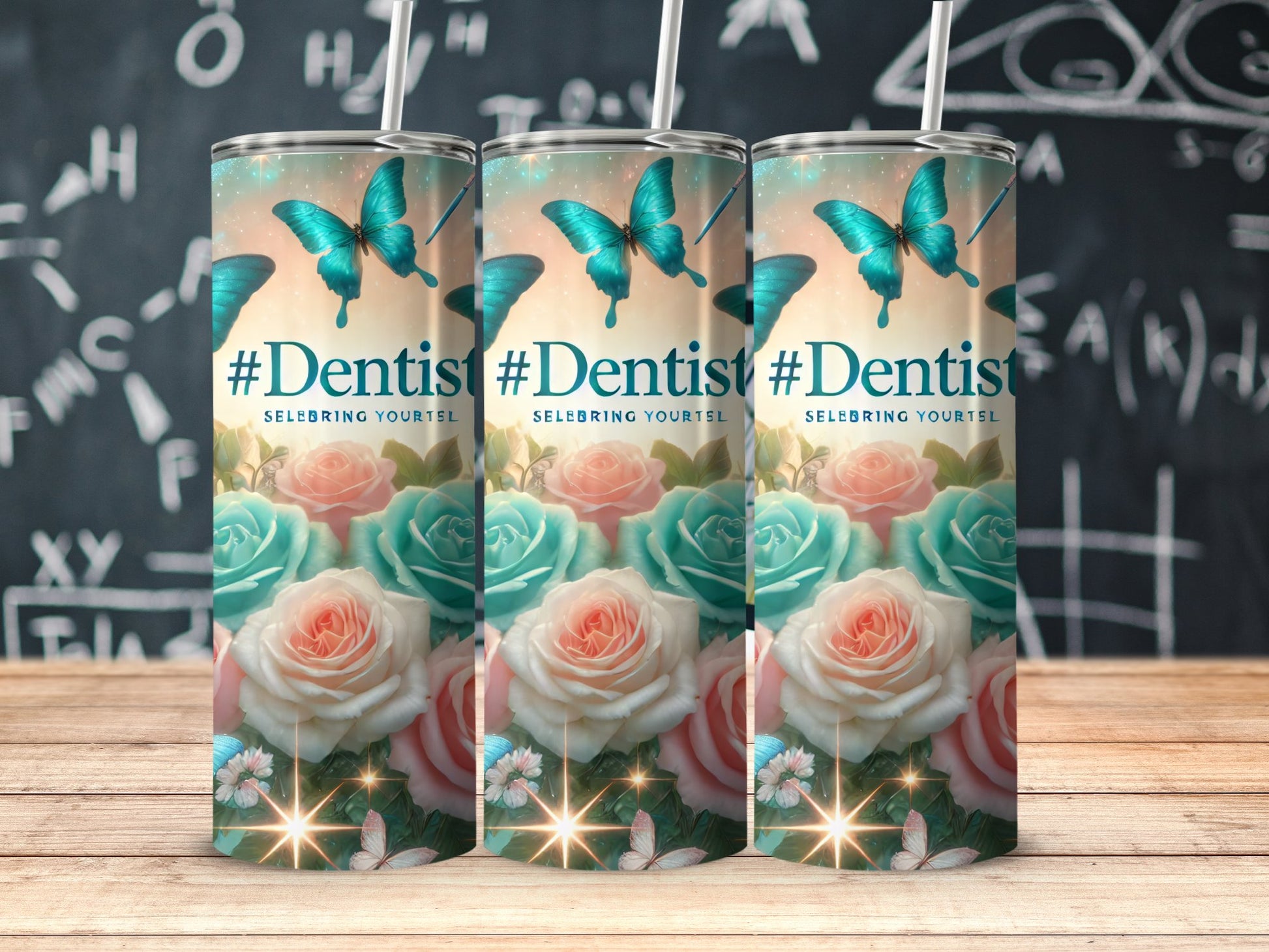 Beautiful Floral Butterfly Dentist Tumbler Product