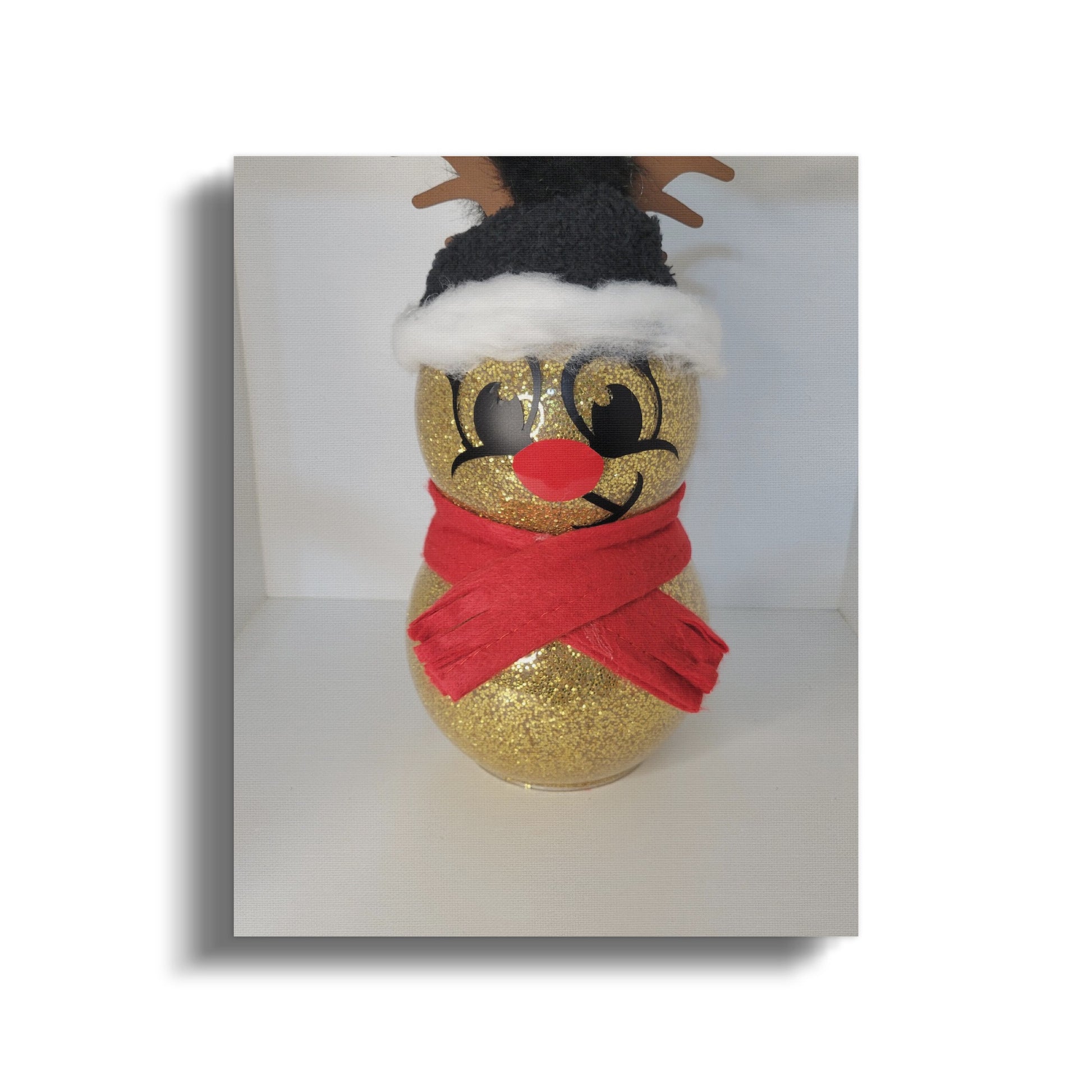 Adorable Sparkling Rudolph with Red Bow Decoration