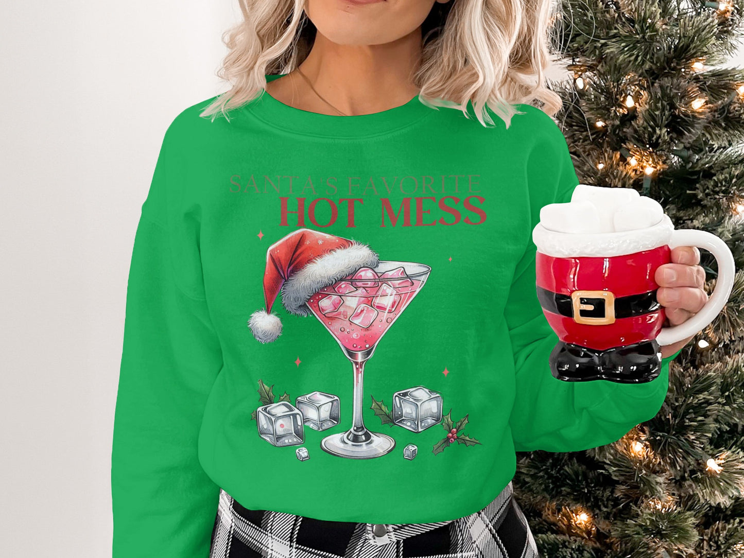 Santa's Favorite Hot Mess Graphic Print Sweatshirt