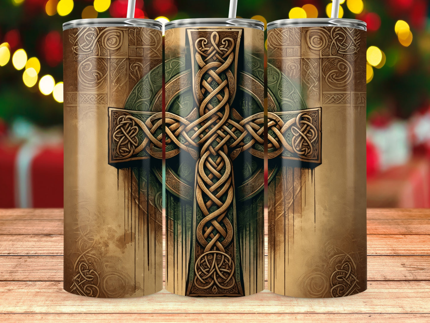 Intricate Celtic Cross Design Tumbler Perfect Gift
