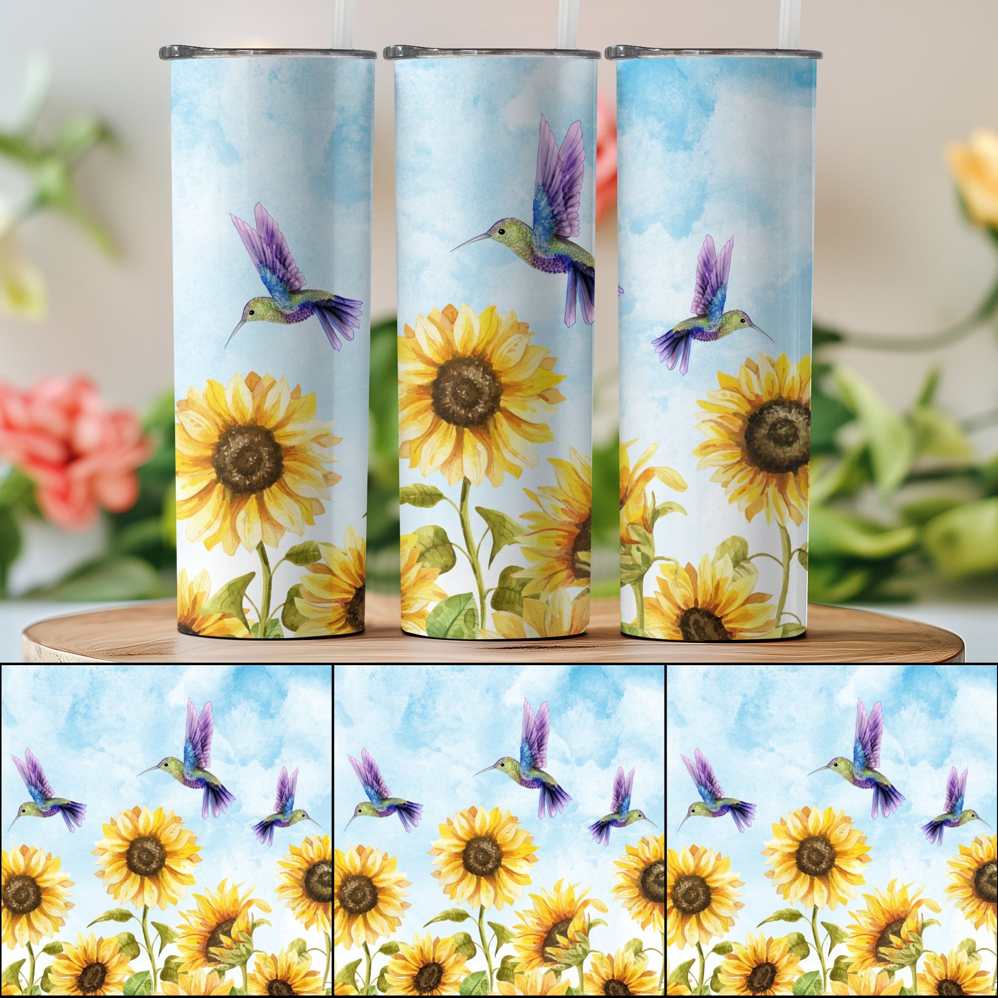 Hummingbird and Sunflower Tumbler for Drinkware product