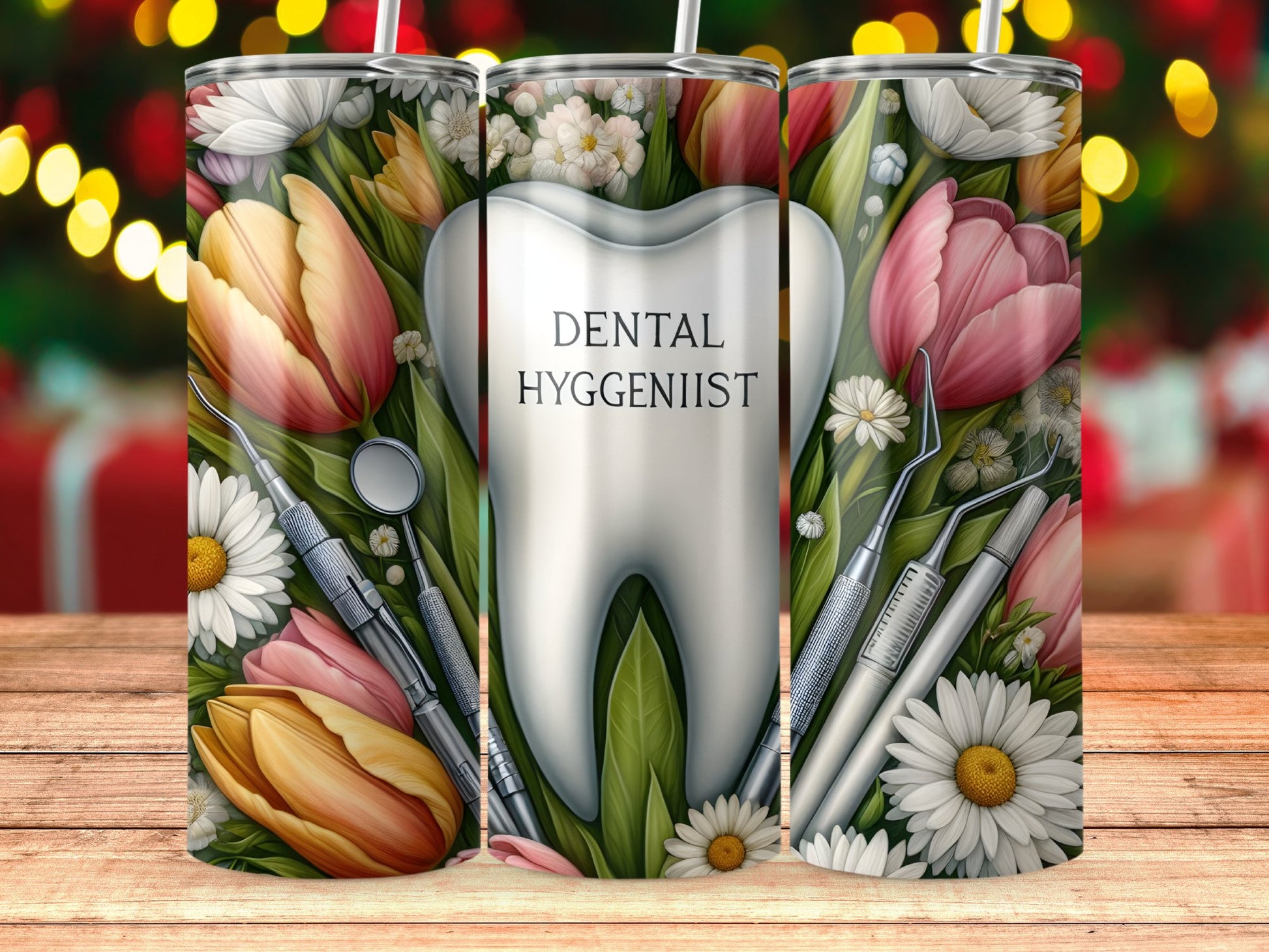 Dental Hyggenist Floral Design Tumbler product