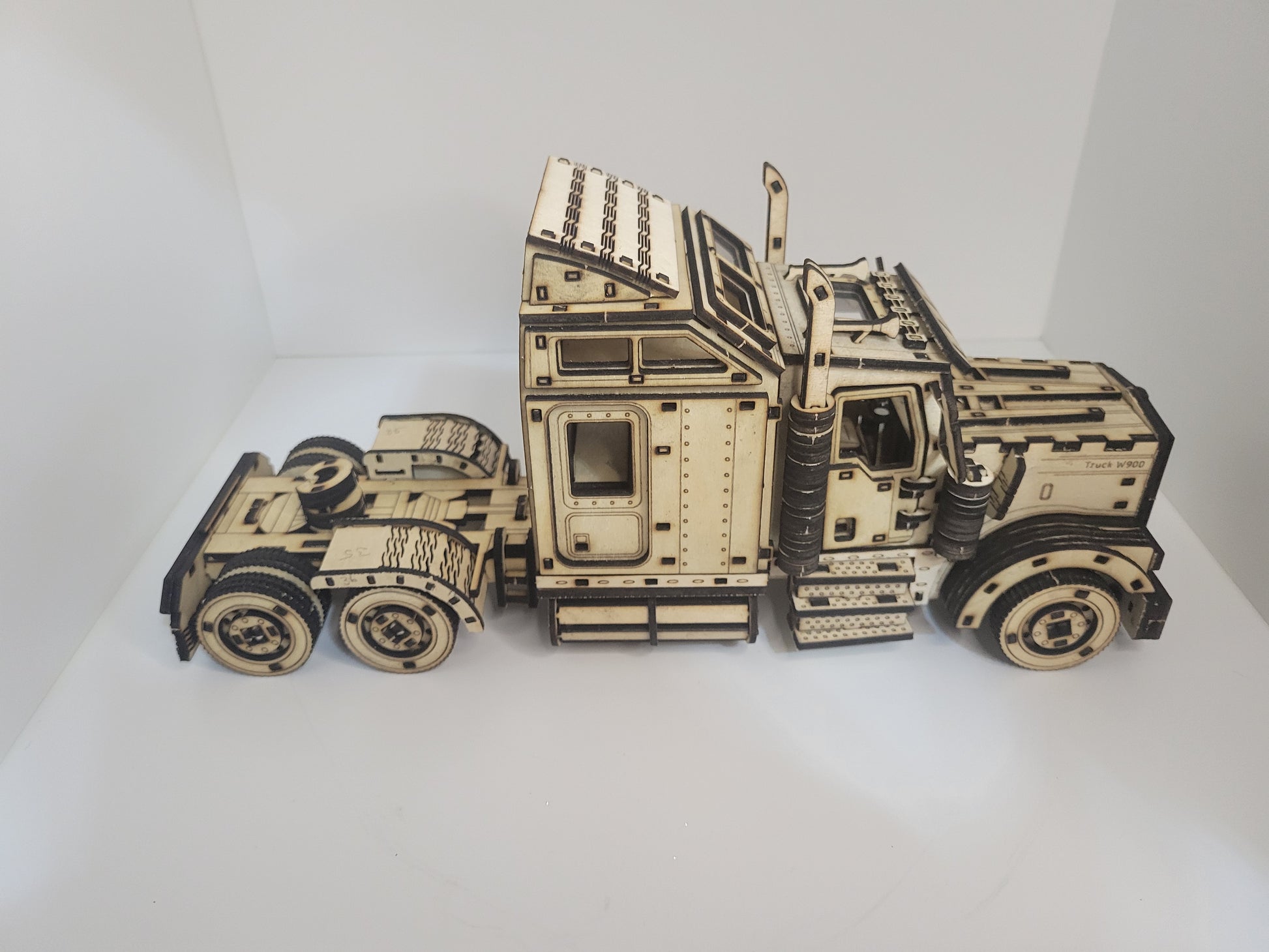 Intricate 3D Wooden Model Semi Truck Puzzle Kit