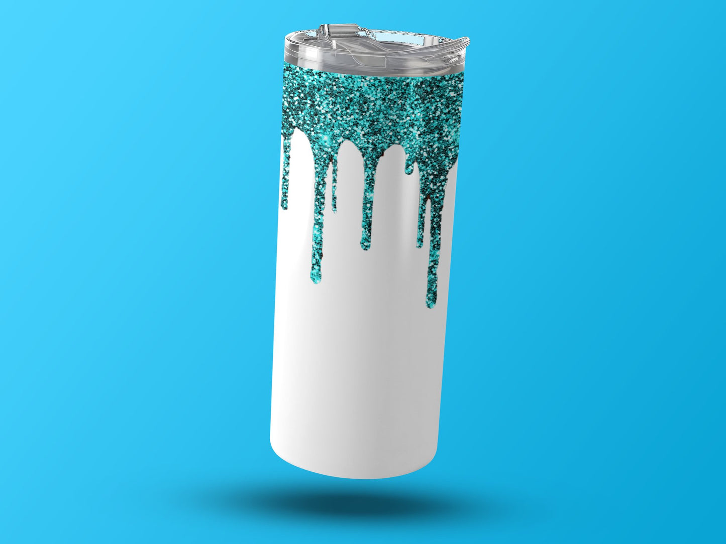 Glittery Blue Drip Design Travel Tumbler product