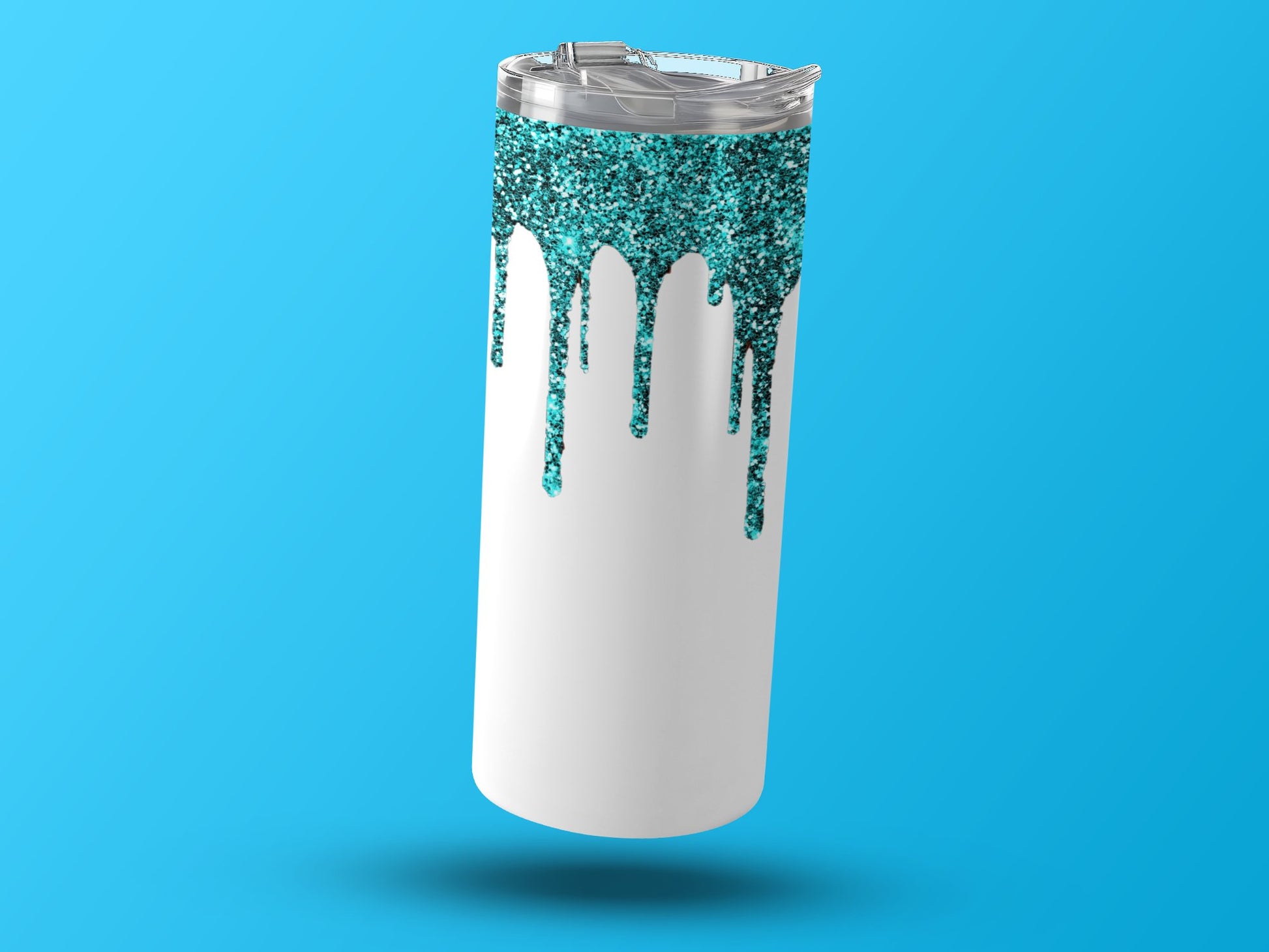 Glittery Blue Drip Design Travel Tumbler product