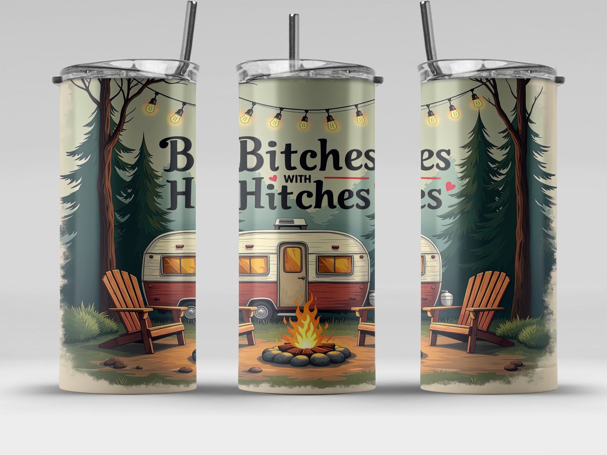Camper and Campfire Design Travel Tumbler product