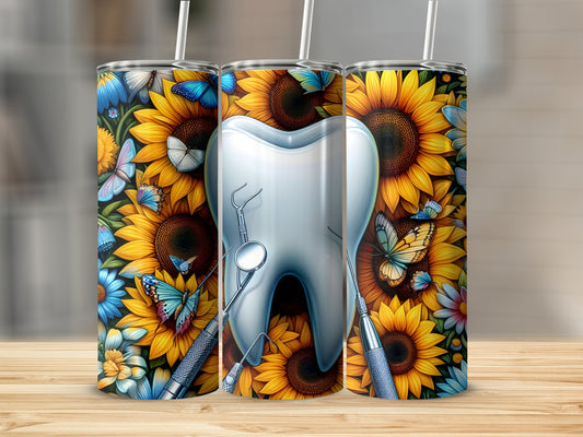 Sunflower Butterfly Dental Themed Tumbler product