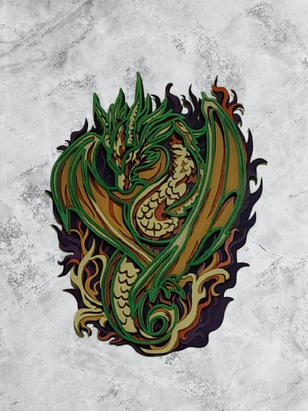 Dragon Wooden Wall Art, Fantasy Decor, Handmade Wooden Decor, Unique Home Accent, Mythical Creature Art