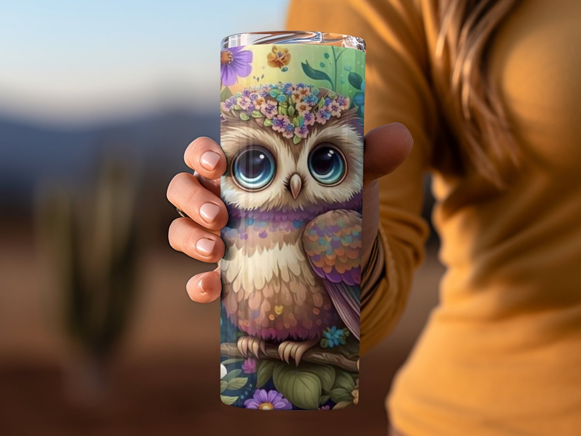 Cute Floral Owl Art Insulated Travel Tumbler product