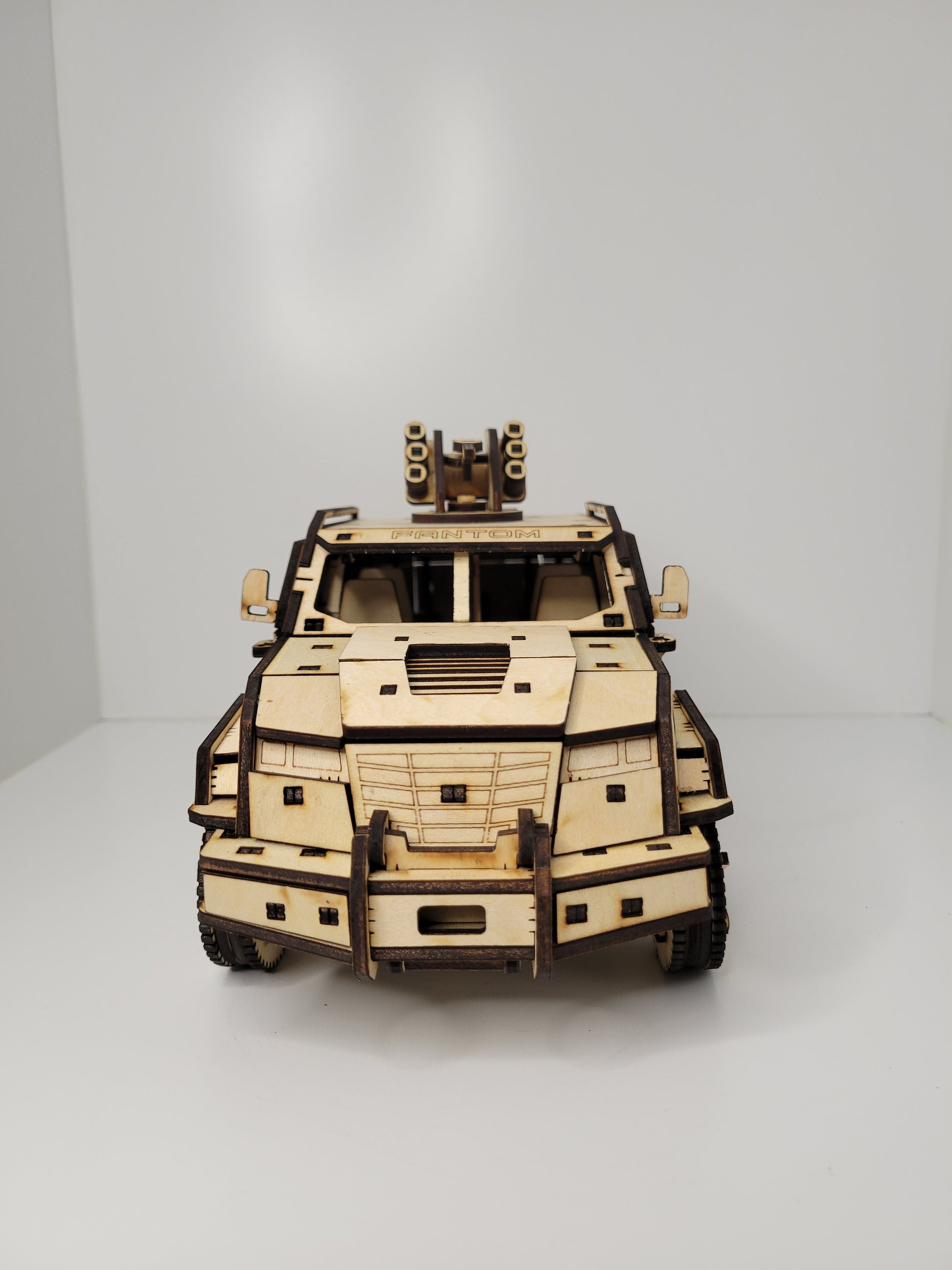 Intricate Wooden Military Vehicle Model Product