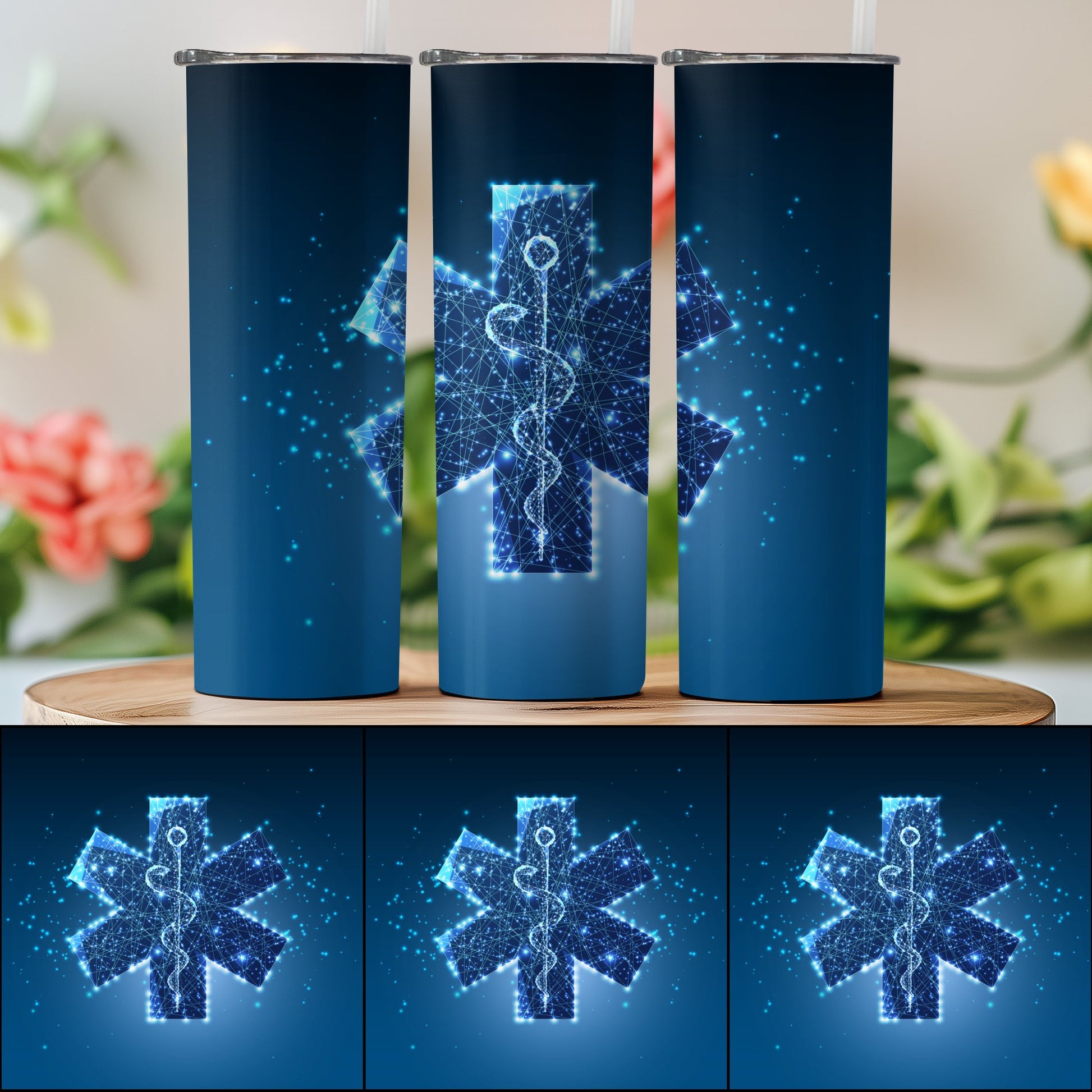 Glowing Blue Paramedic Star of Life Tumbler Product