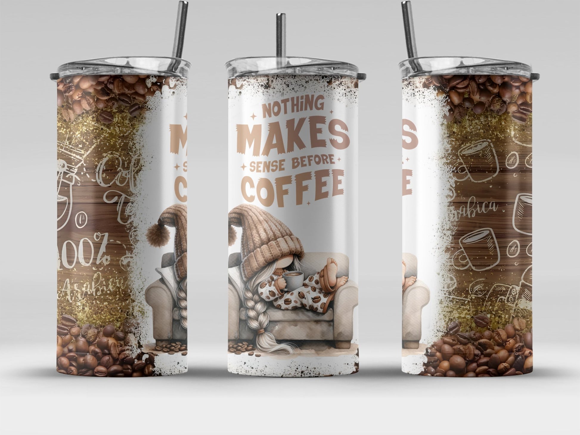 Nothing Makes Sense Before Coffee Graphic Tumbler product type