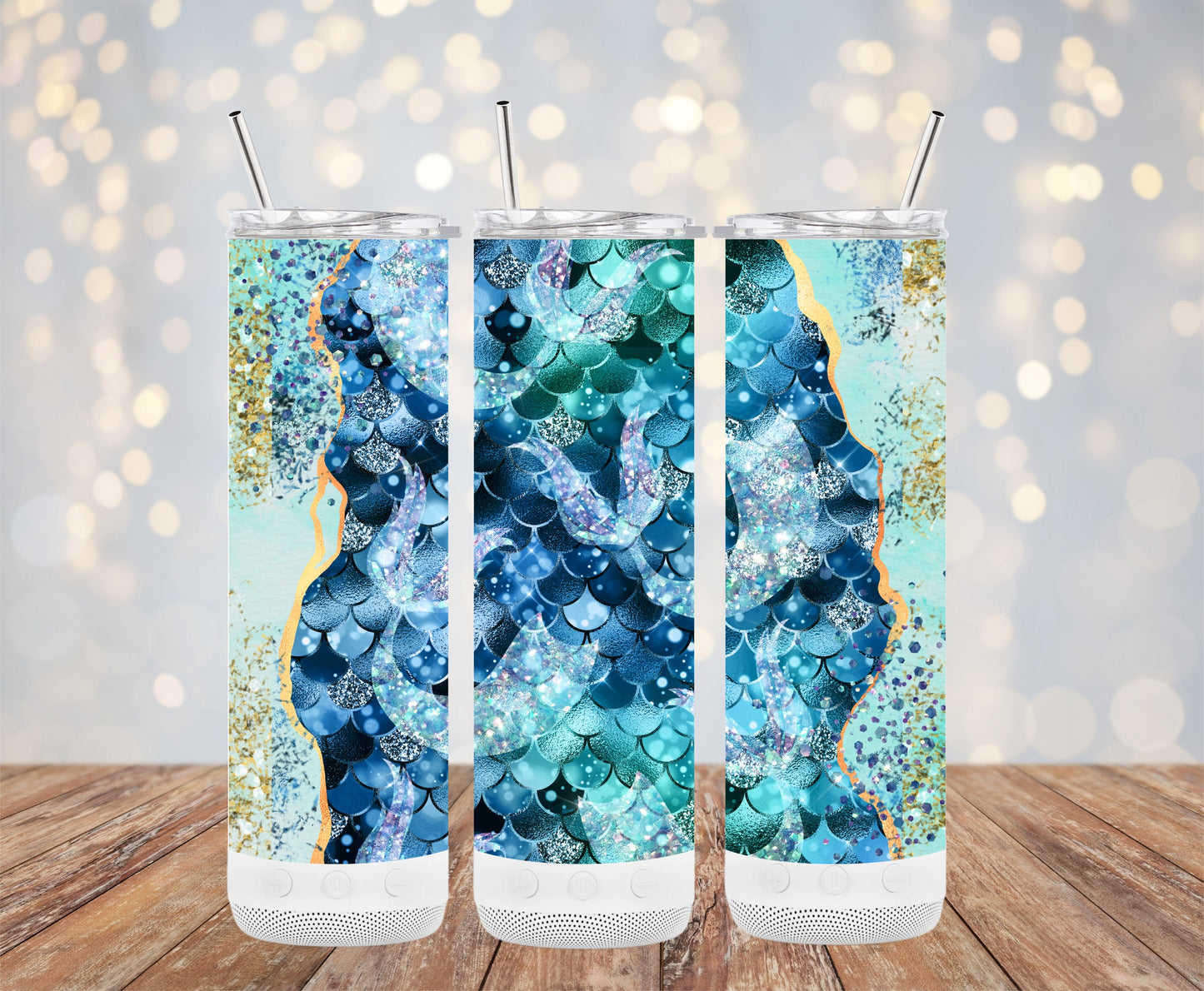 Blue Mermaid Glitter Pattern Tumbler Drink product type