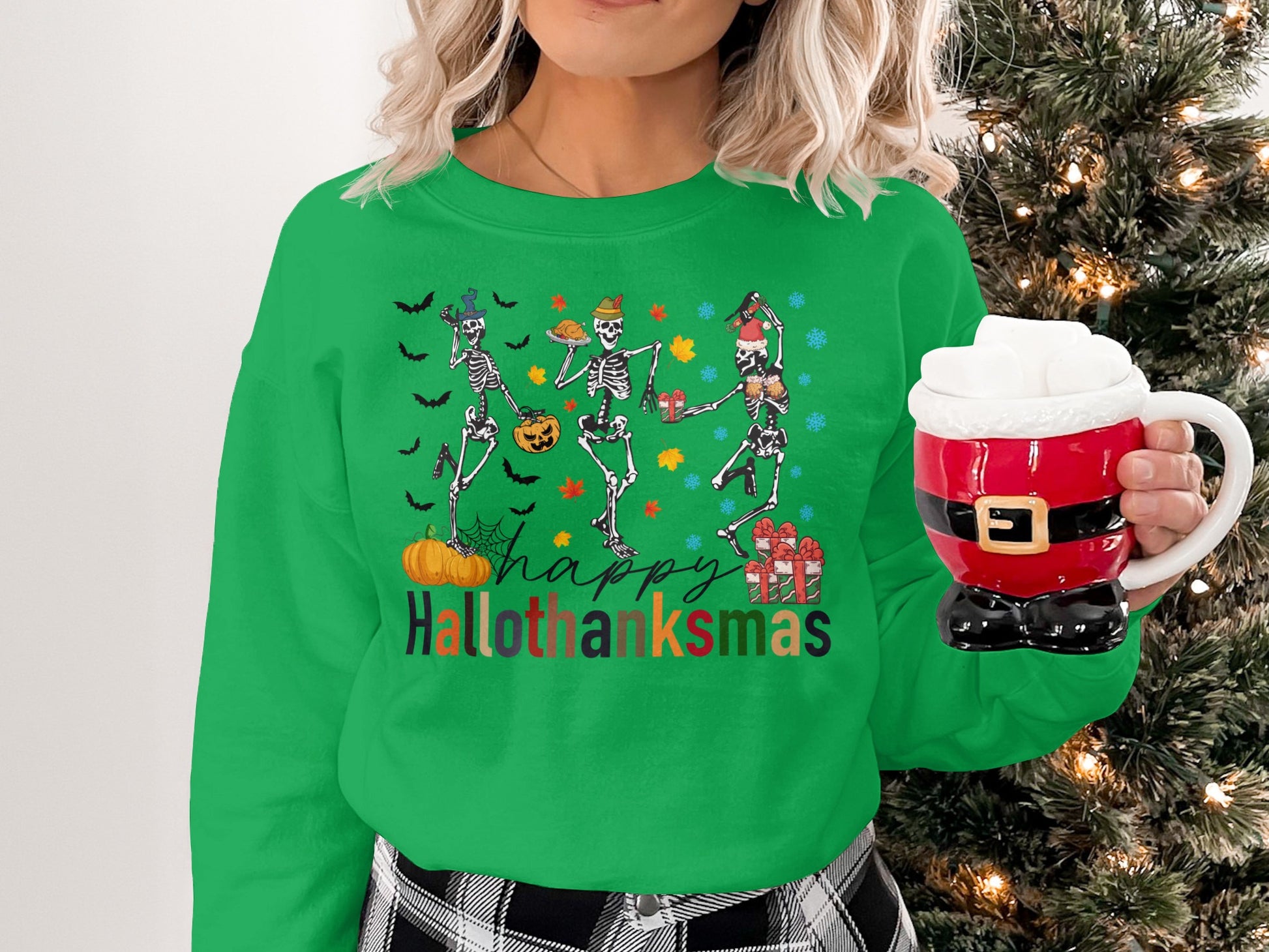 Happy Hallothanksmas Skeletons Fun Festive Shirt