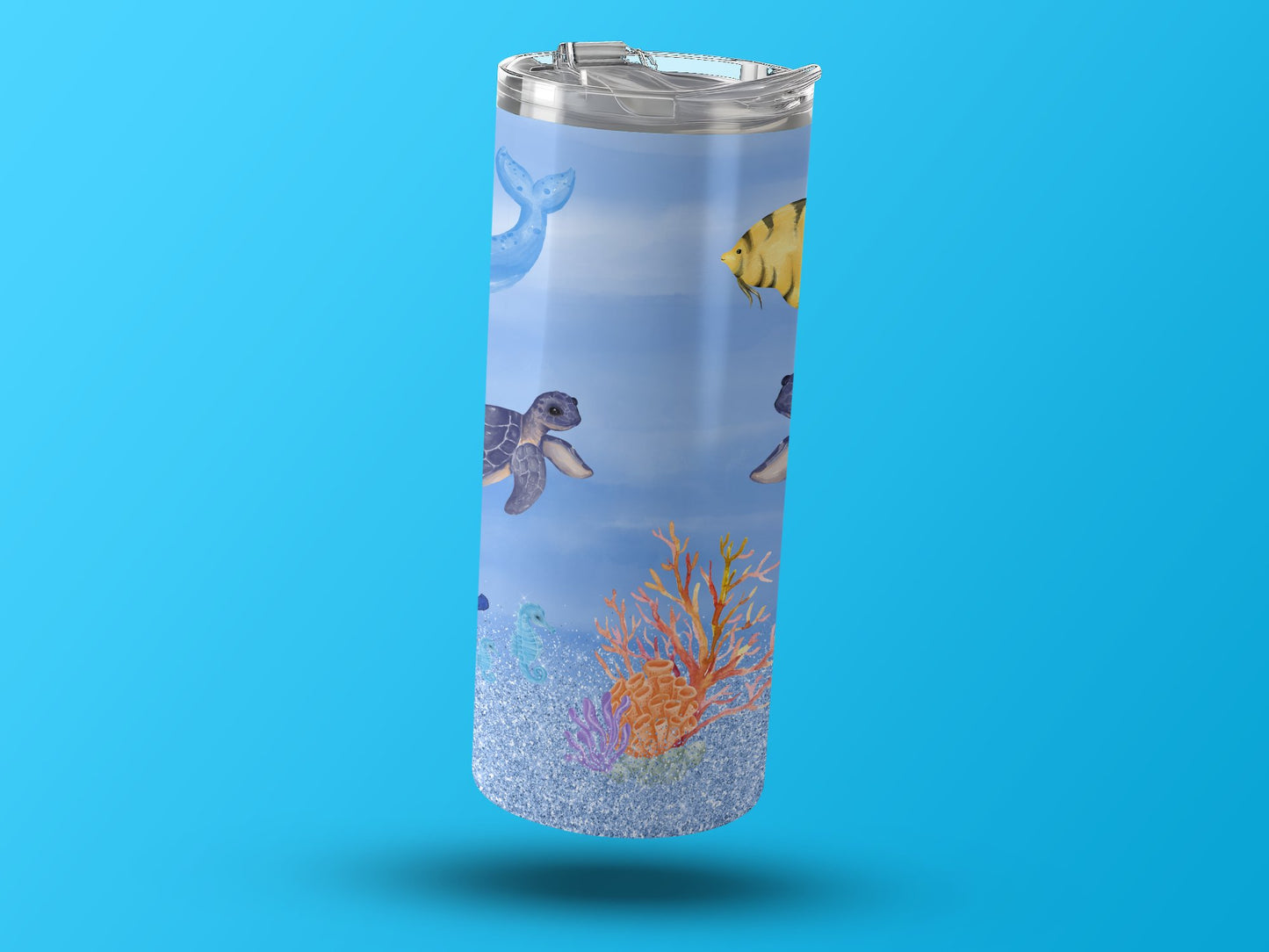 Ocean Creatures and Coral Design Travel Tumbler product type