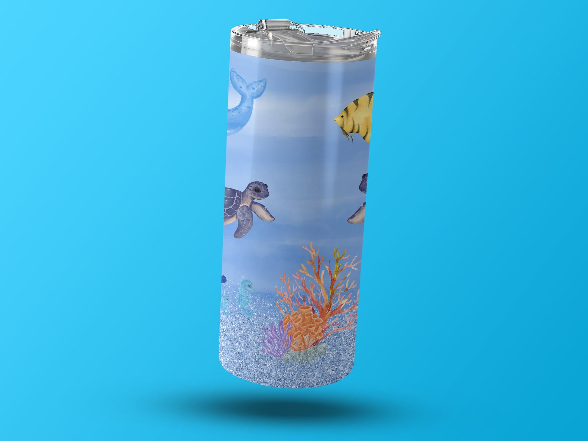 Ocean Creatures and Coral Design Travel Tumbler product type