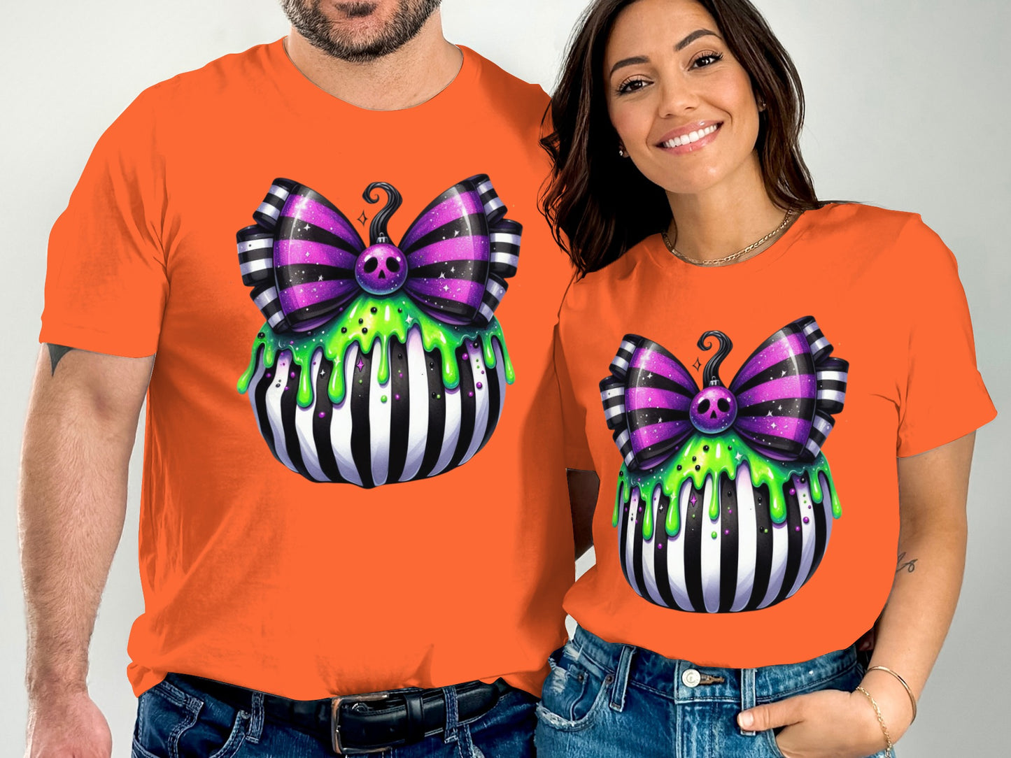 Halloween Striped Pumpkin T-Shirt product type