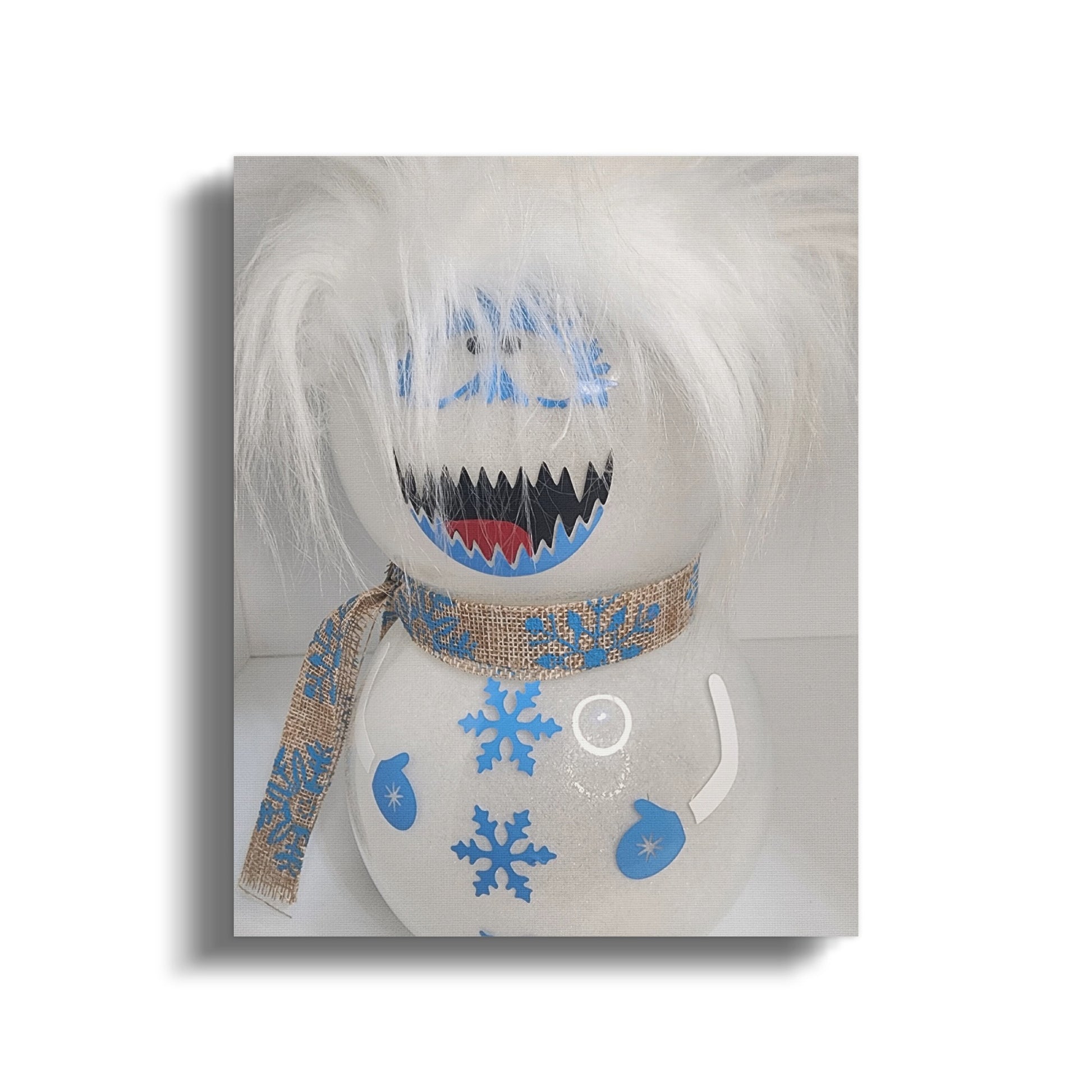 Smiling Yeti Snowman with Blue Decorations product