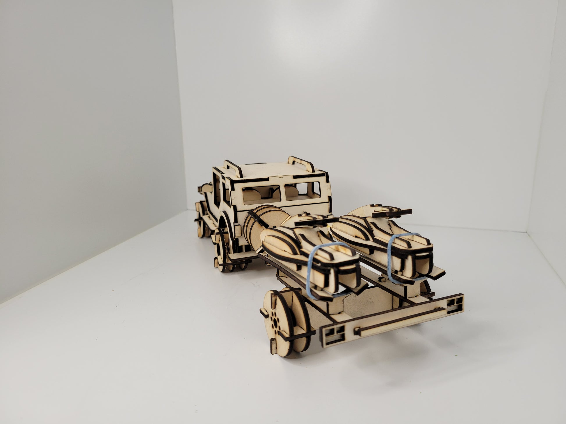 Wooden Model Truck with Helicopter Platform Toy
