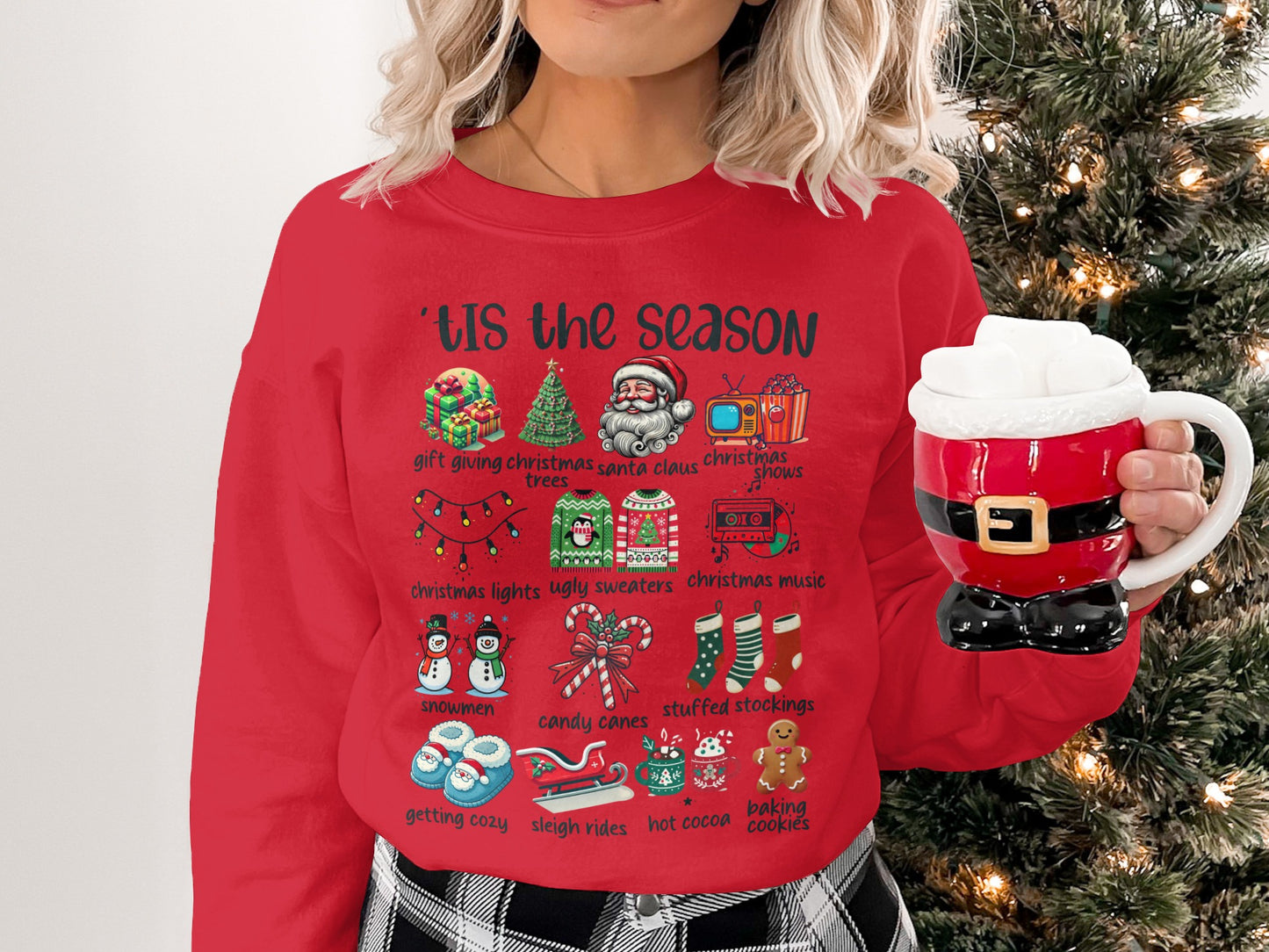 Tis The Season Christmas Sweaters Red色 Holiday Top