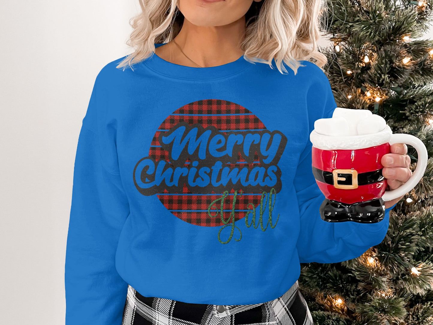 Merry Christmas Y'all T-Shirt, Plaid Christmas Shirt, Holiday Shirt, Southern Christmas, Christmas Gift Idea