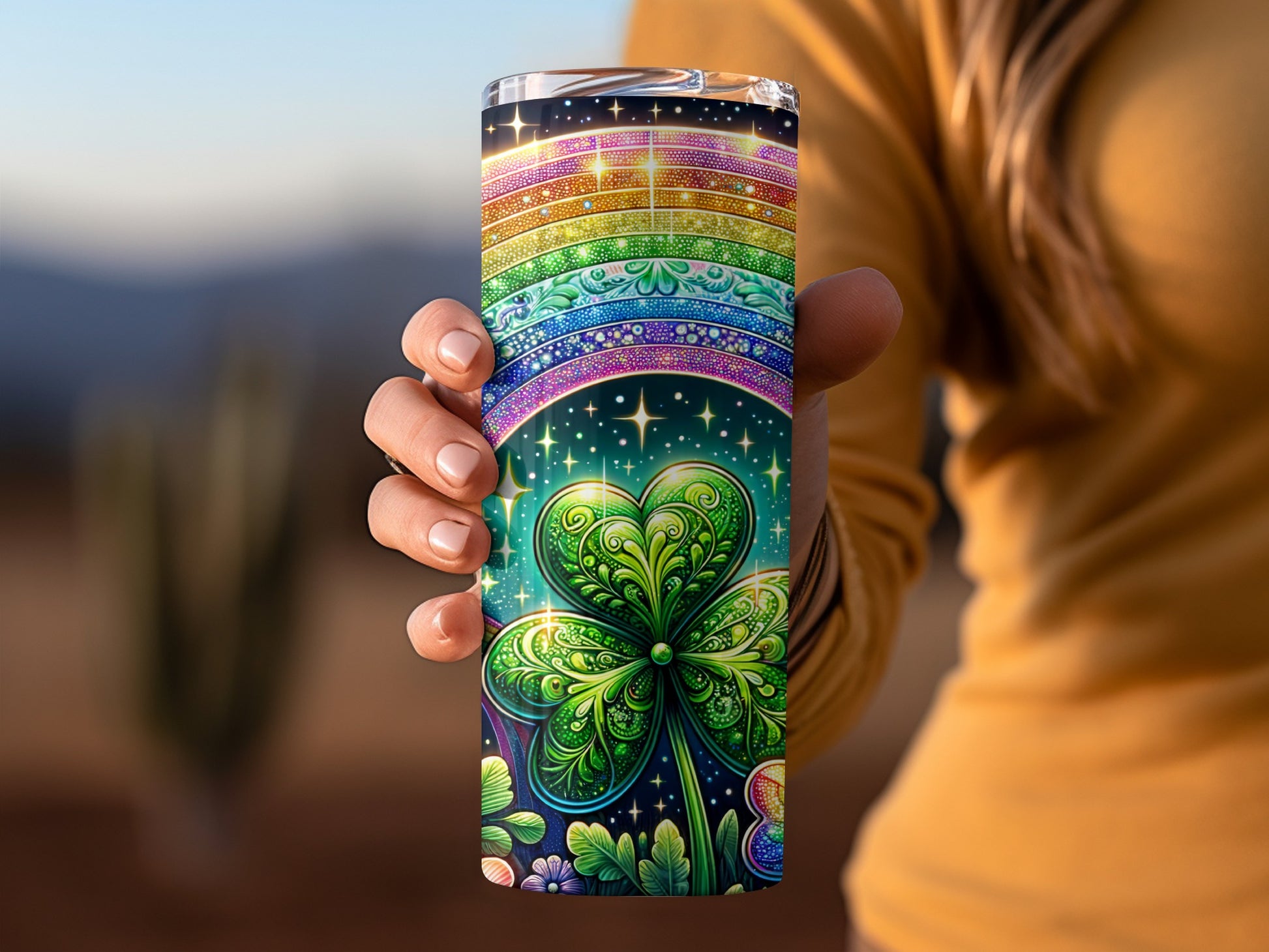 Colorful Shamrock Design Rainbow Travel Mug