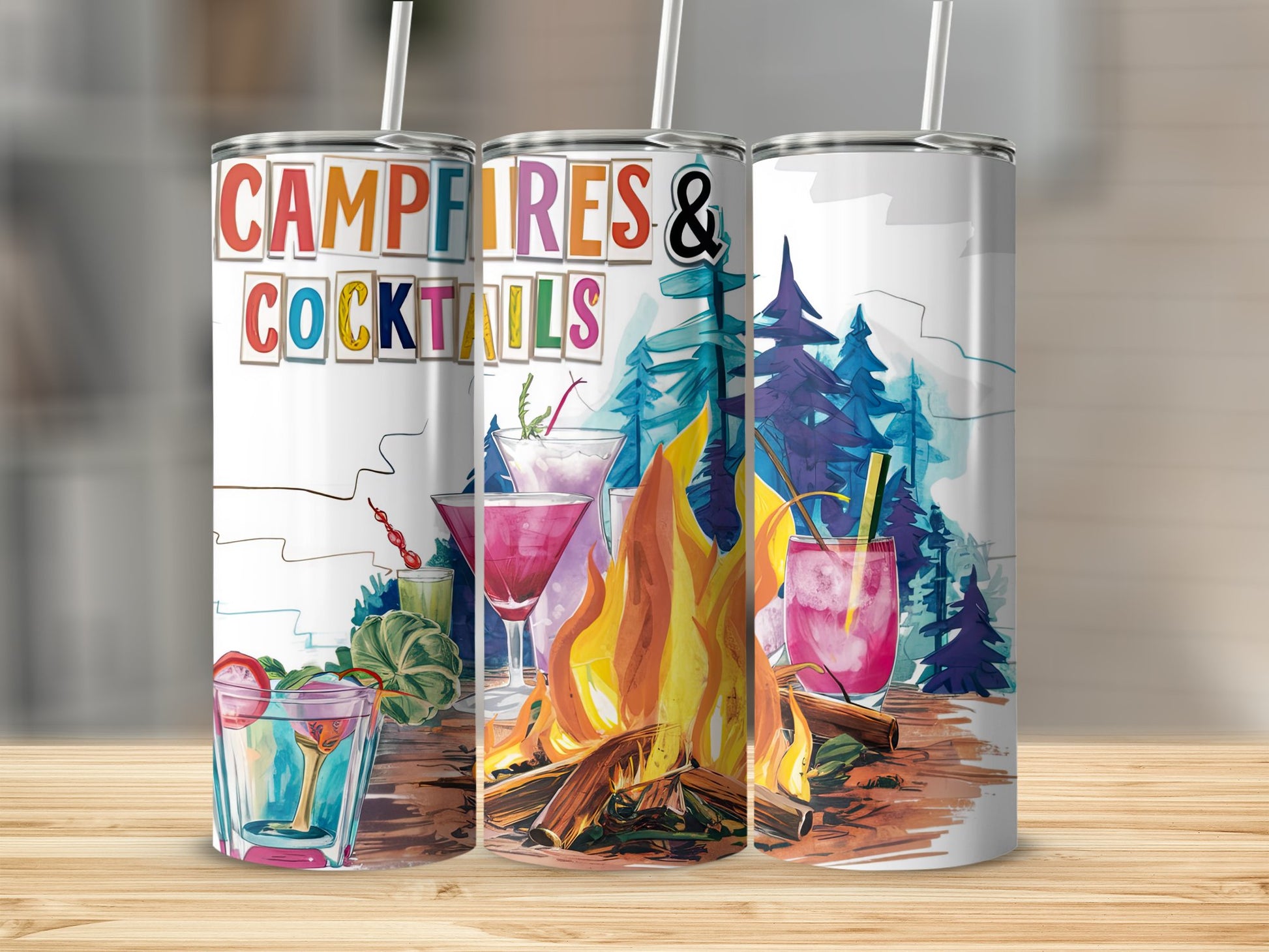 Colorful Campfires and Cocktails Tumbler product type