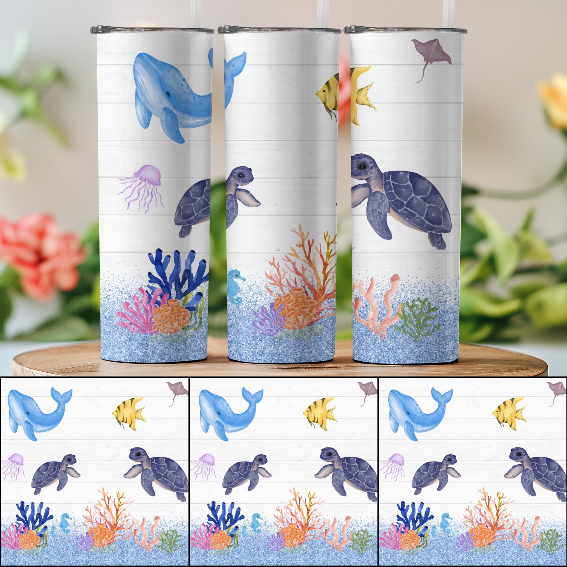 Ocean Life Theme Tumbler with Sea Creatures product type