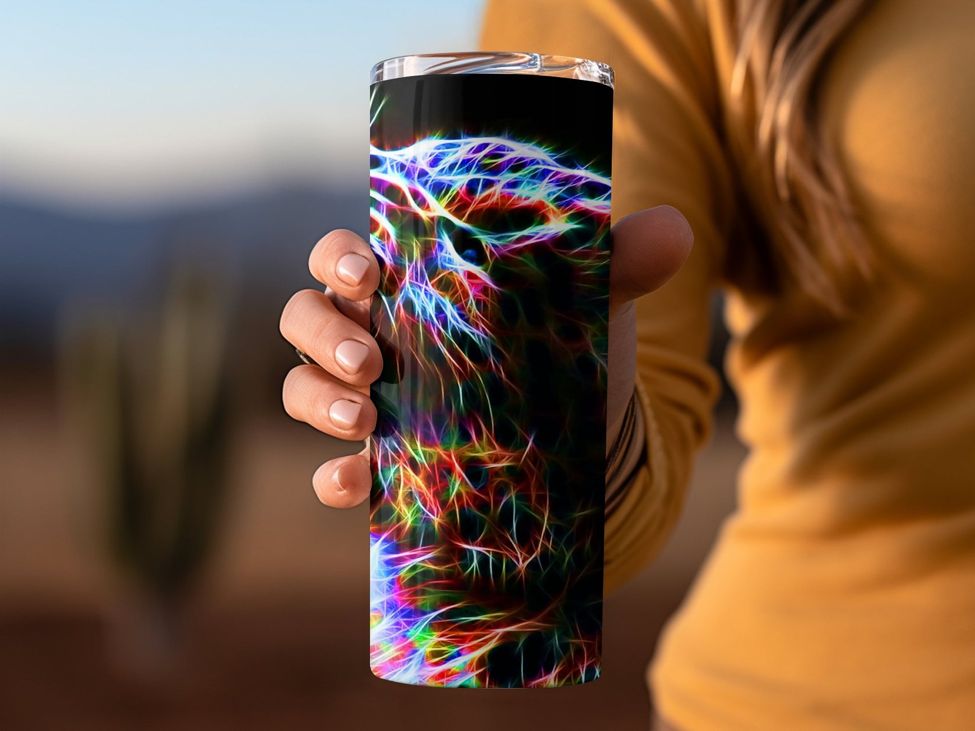 Electric Neon Abstract Lion Pattern Tumbler product
