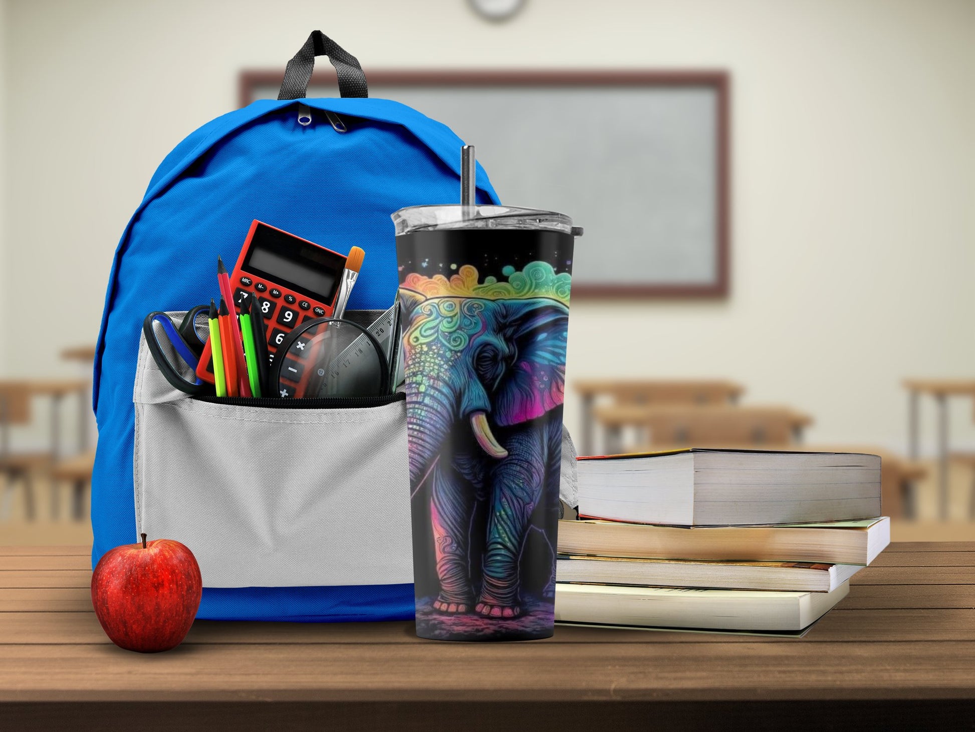 Colorful Elephant Printed Thermal Tumbler student product