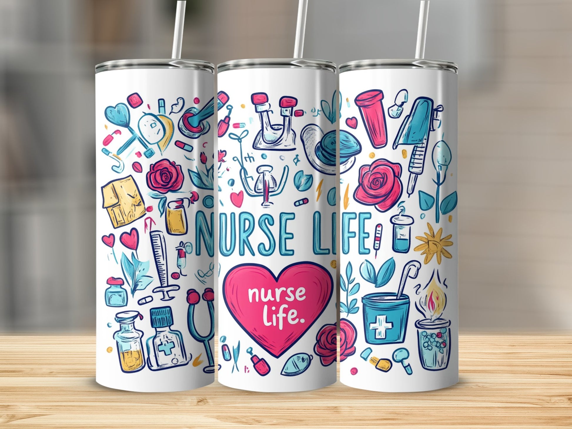 Vibrant and Playful Nurse Life Themed Tumbler product
