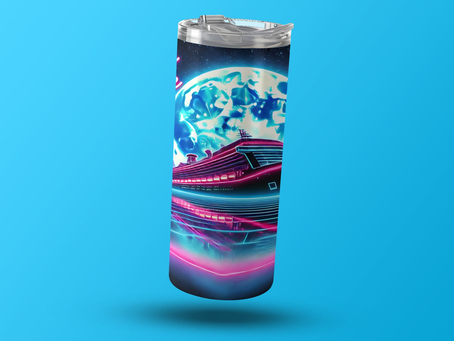 Futuristic Space Cruise Neon Design Tumbler product