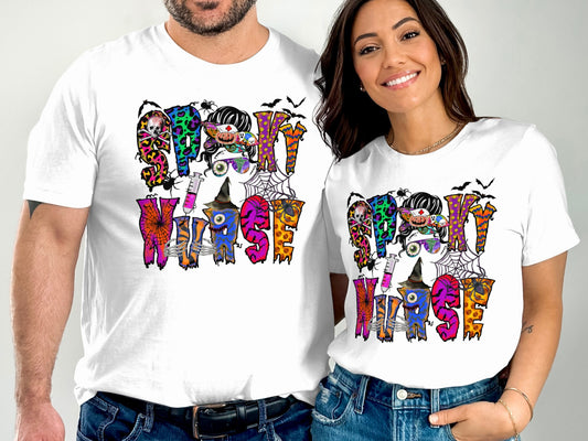 Spooky Nurse and Monster Halloween Couple T-Shirt product