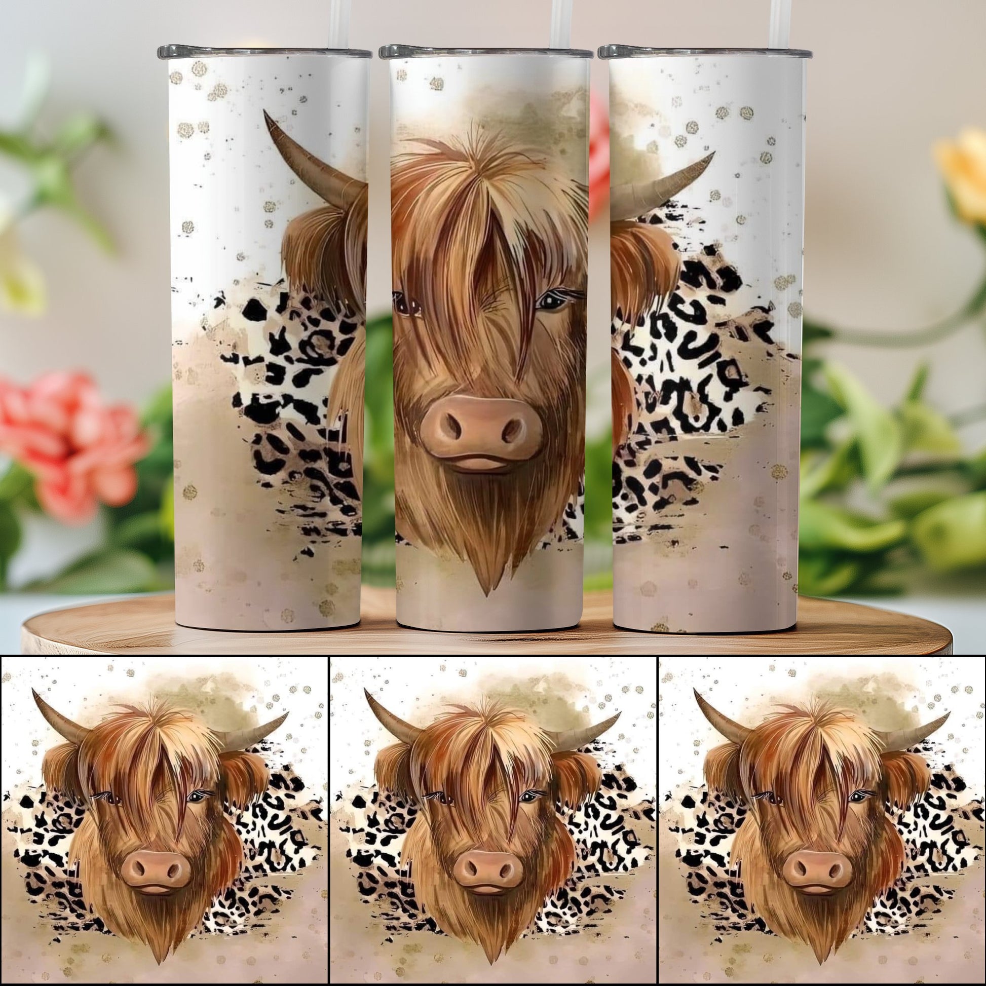 Highland Cow and Leopard Print Unique Tumbler product type