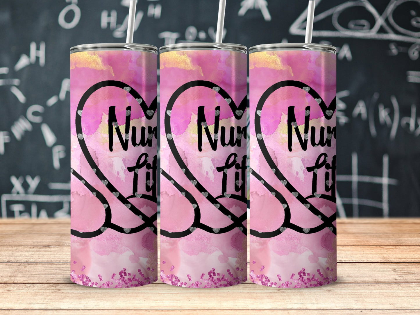 Cute Pink Nurse Tumbler with Heart Design Product