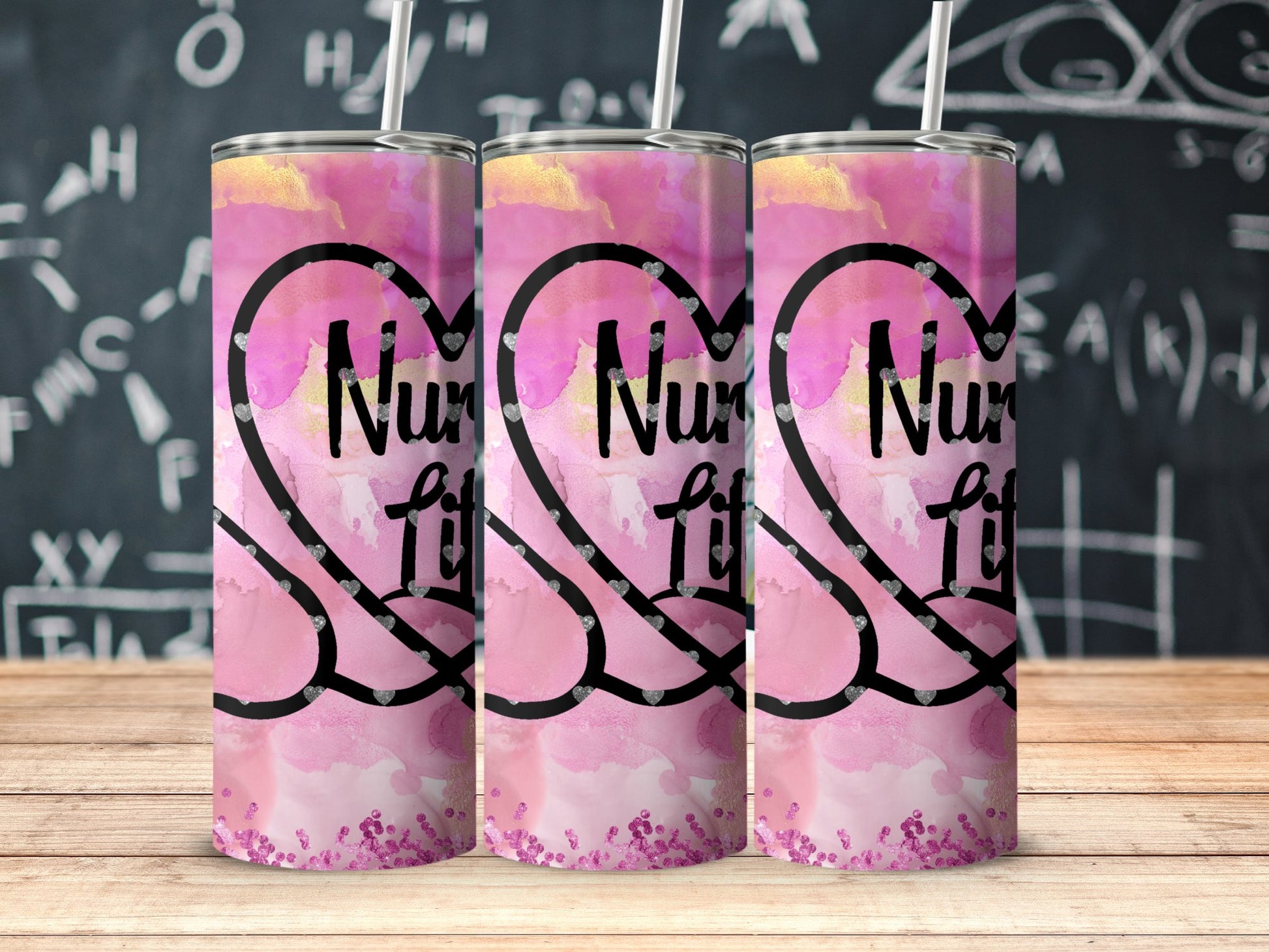Cute Pink Nurse Tumbler with Heart Design Product