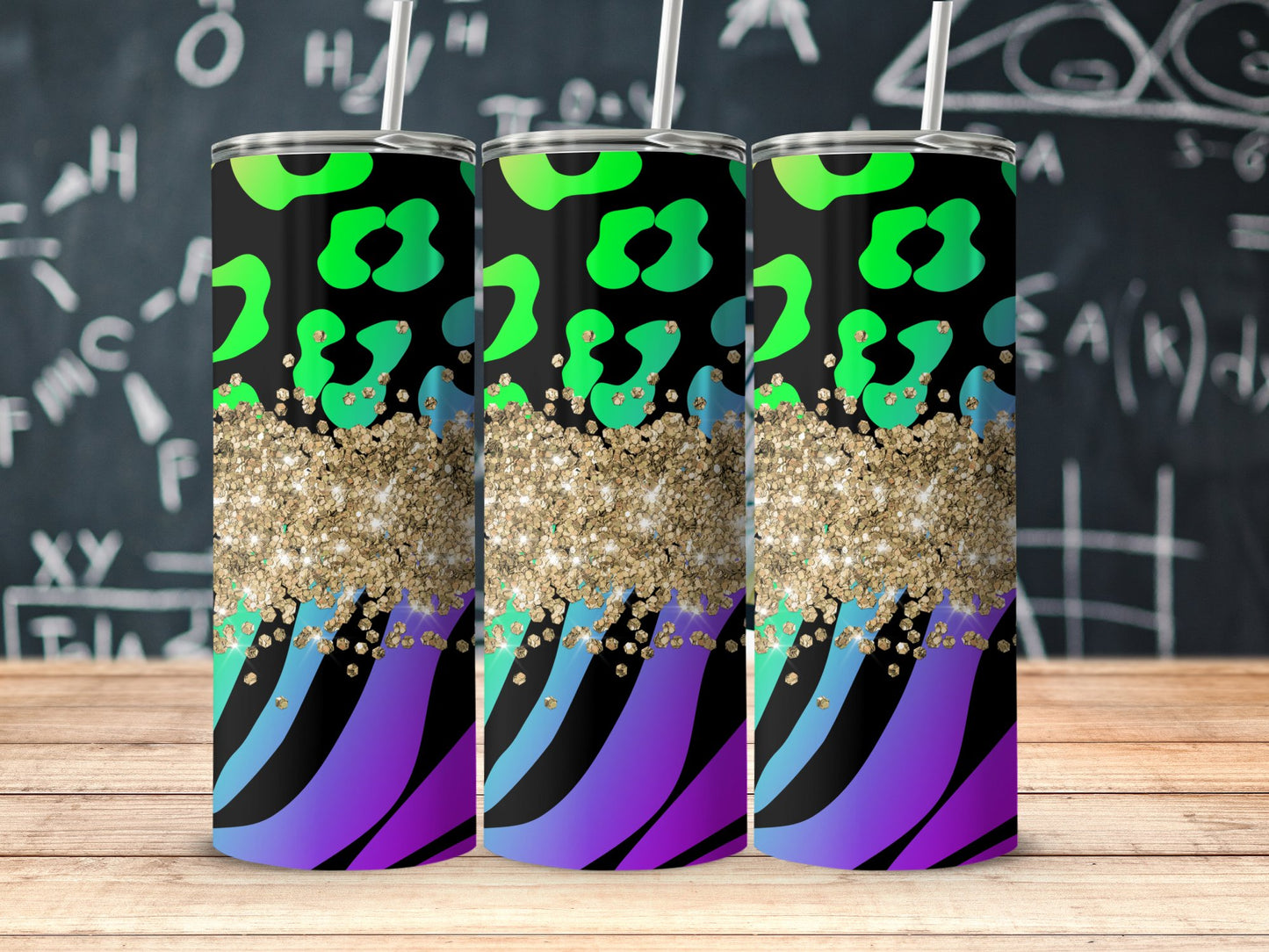 Colorful Abstract Leopard Glitter Tumbler product