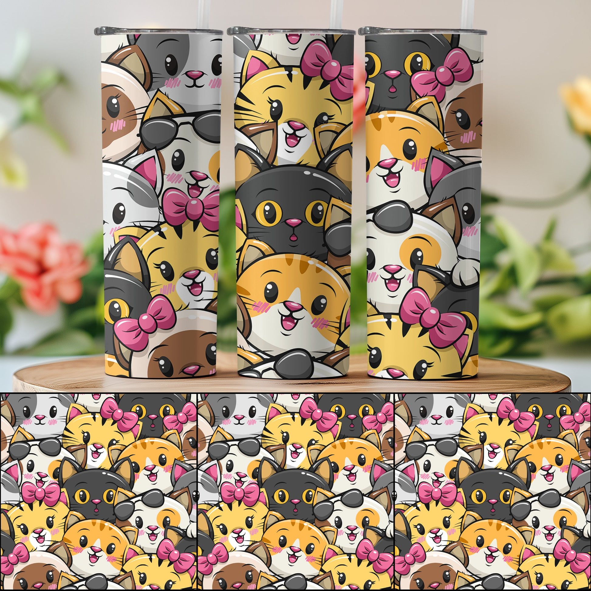 Adorable Cat Themed Art Illustration Tumbler product